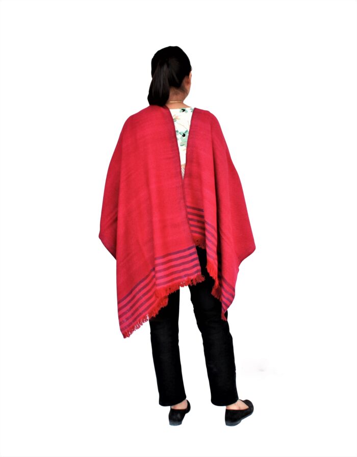 Hand Woven Pure Merino Wool Stole and Shawl Maroon - Image 4