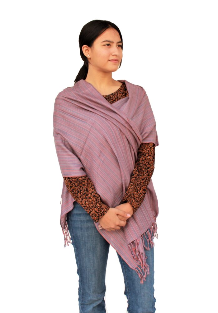 Hand Woven Pure Merino Wool Melange Fine Stole - Image 2