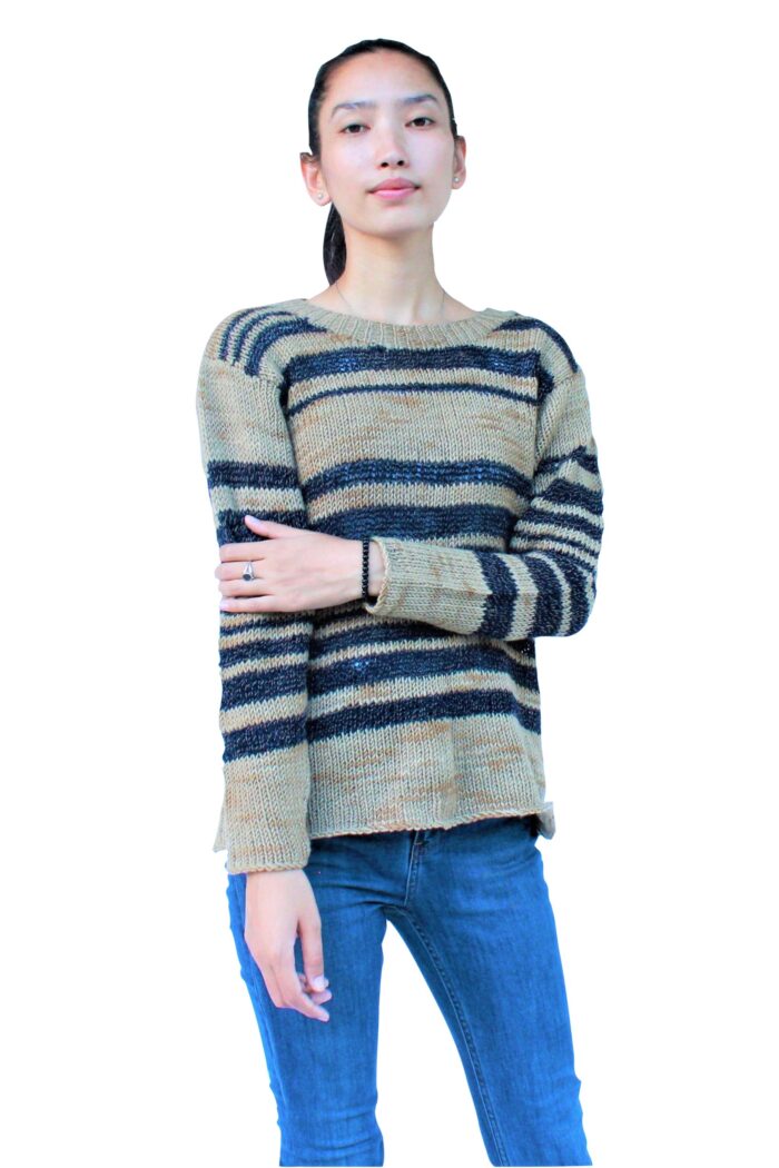 Hand Spun & Hand Knit, Eri Silk & Lamb Wool Ladies Jumper/Sweater