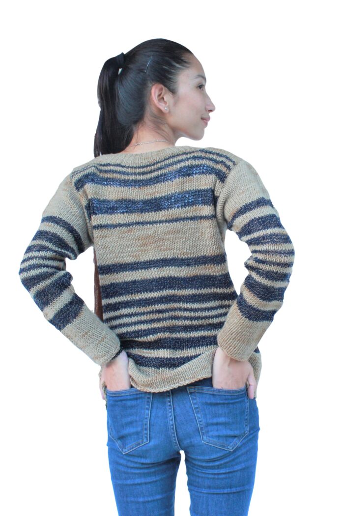 Hand Spun & Hand Knit, Eri Silk & Lamb Wool Ladies Jumper/Sweater - Image 3