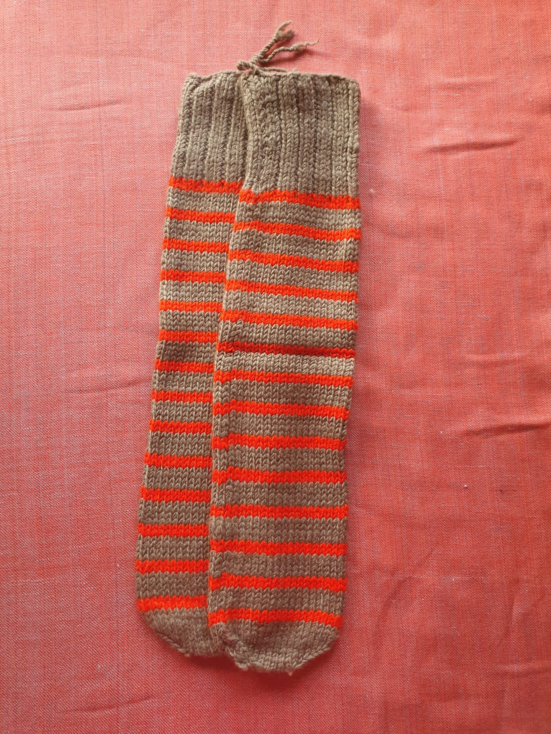Brown-Orange Merino Heel Less Socks - Image 2