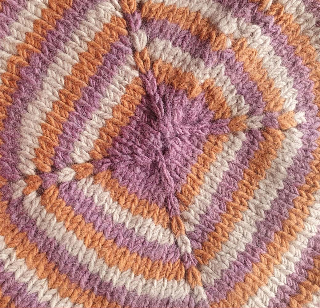 Beige-Orange-Purple Angora Merino Beret Cap - Image 2