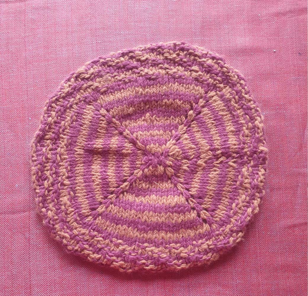 Pink-Orange Angora Beret Cap