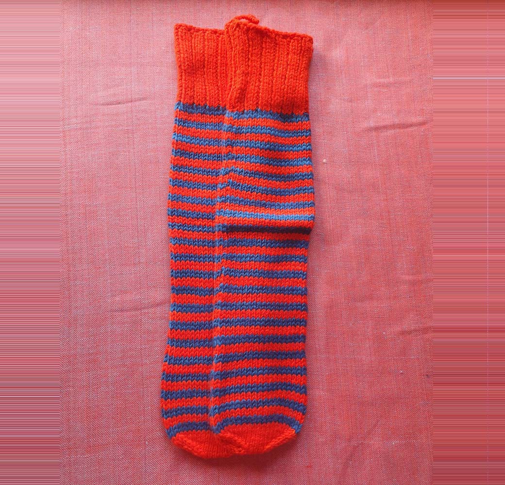 Red-Blue Merino Heel Less Socks - Image 2