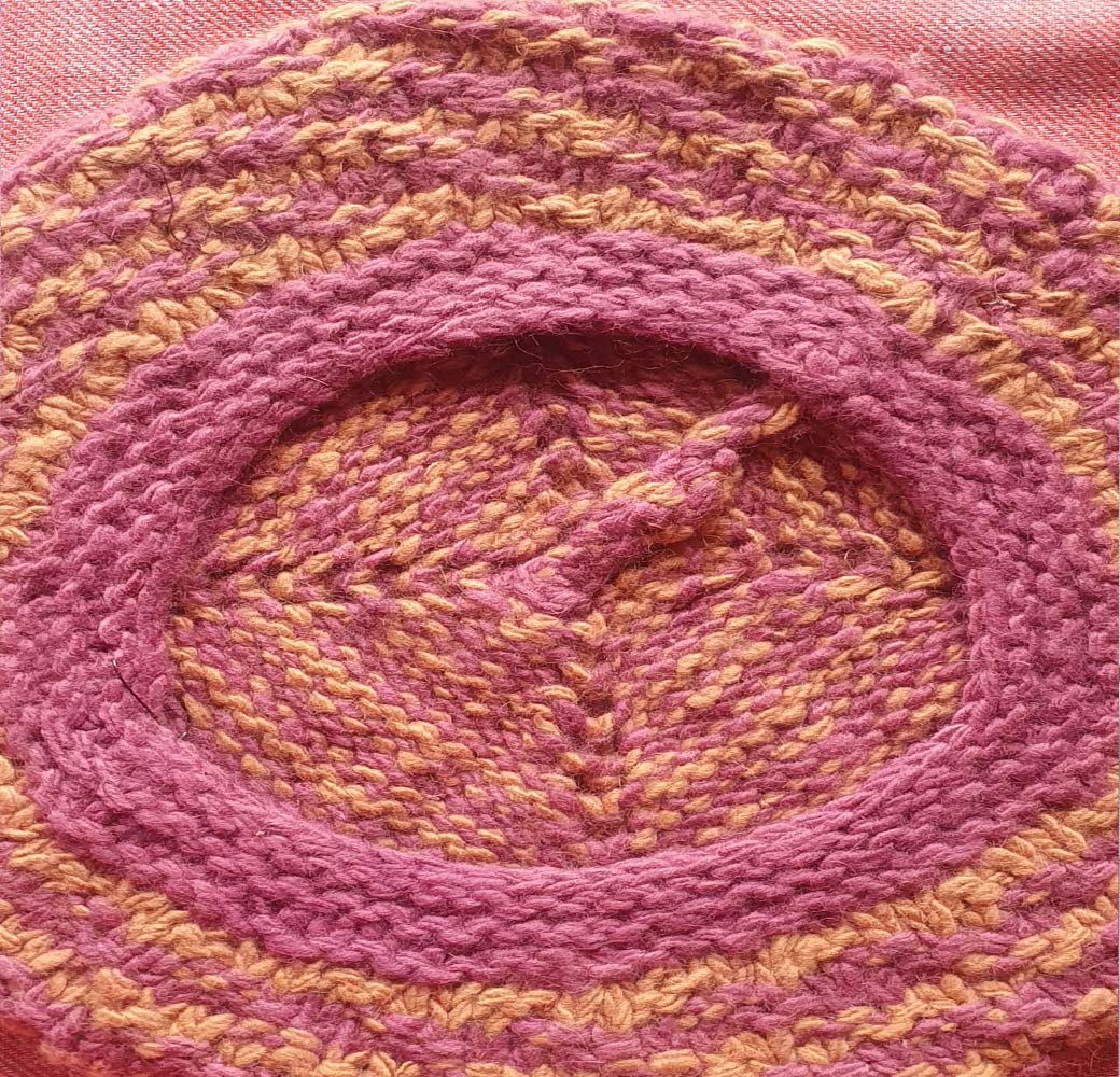 Pink-Orange Angora Beret Cap - Image 3