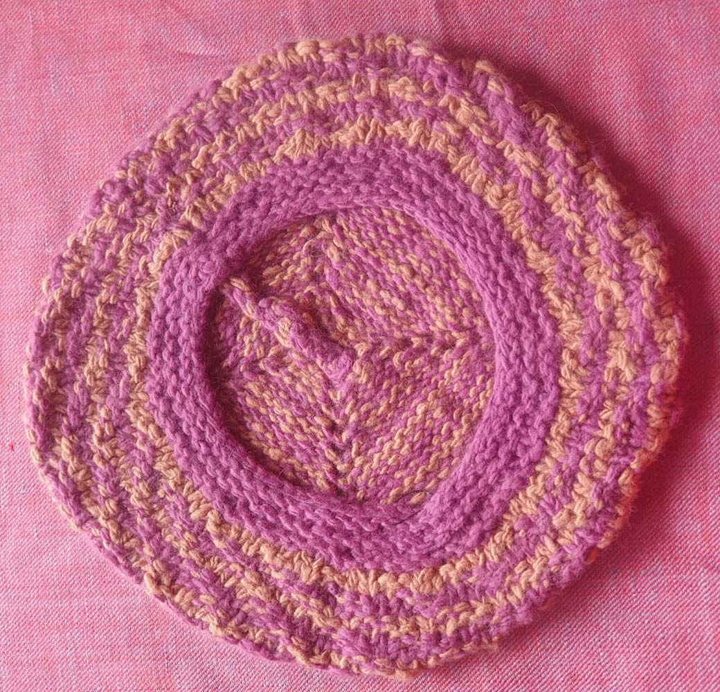 Pink-Orange Angora Beret Cap - Image 2