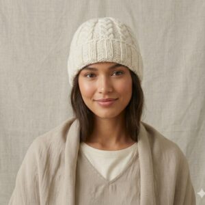White Angora Fold Cap