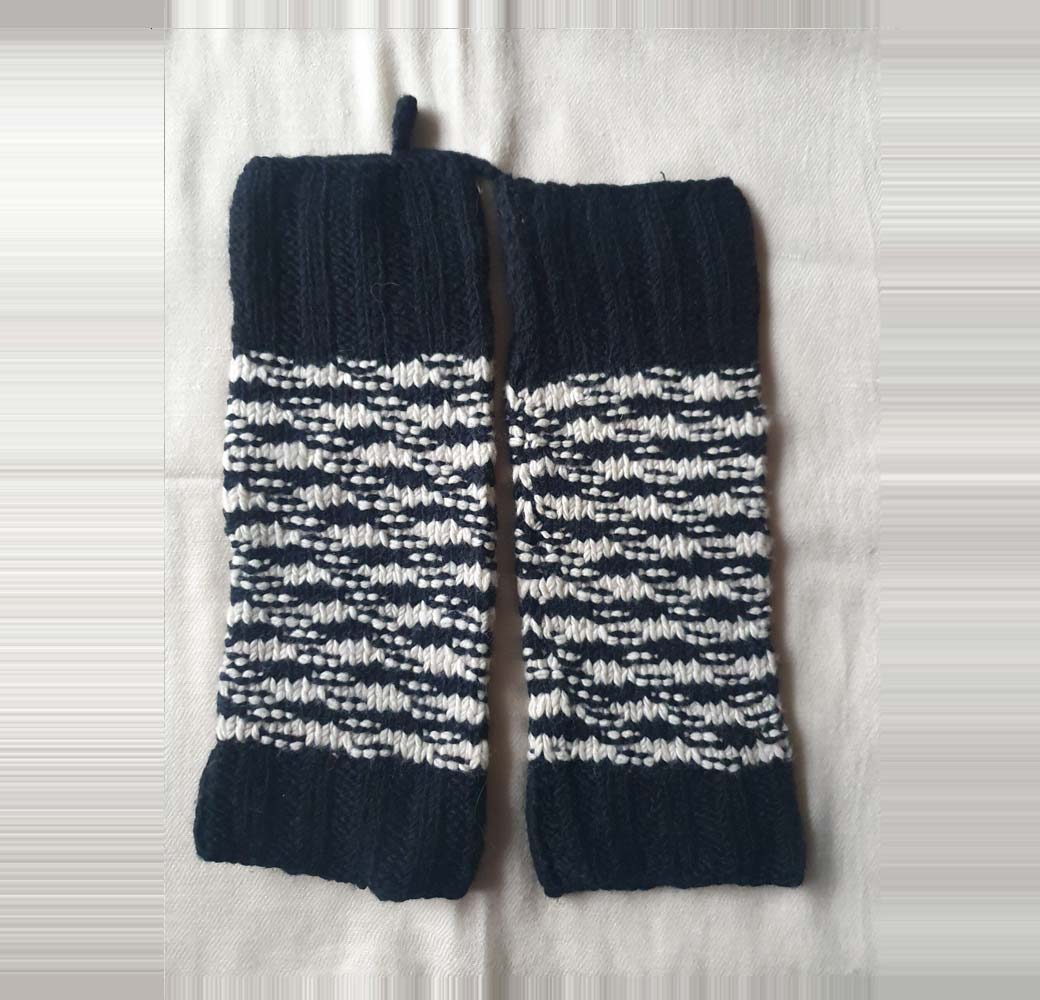 Black-White Merino Leg Warmers
