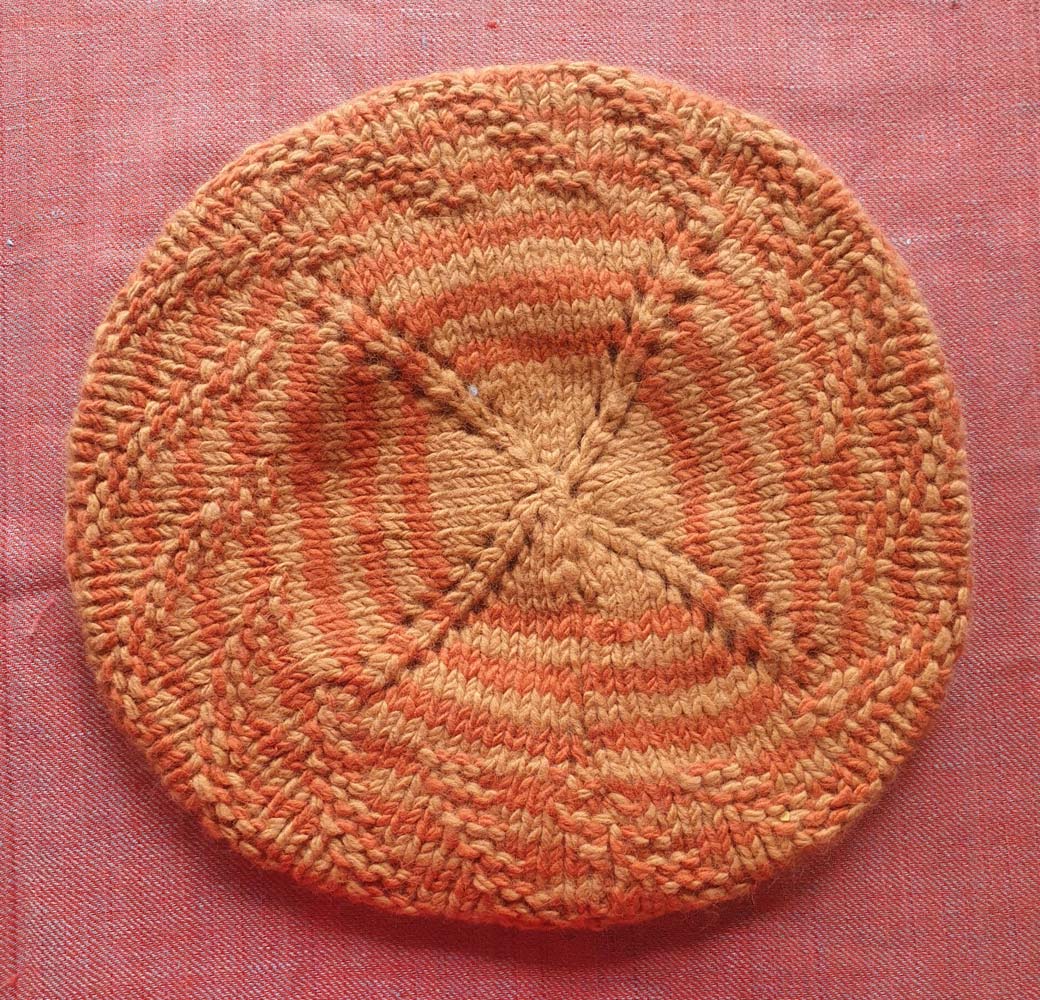 Yellow-Orange Merino Beret Cap