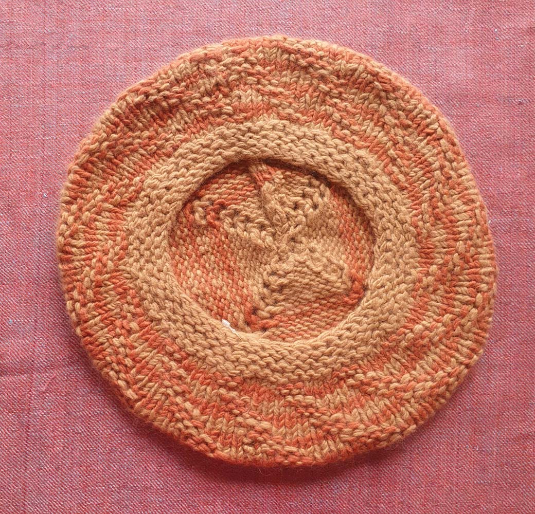 Yellow-Orange Merino Beret Cap - Image 3