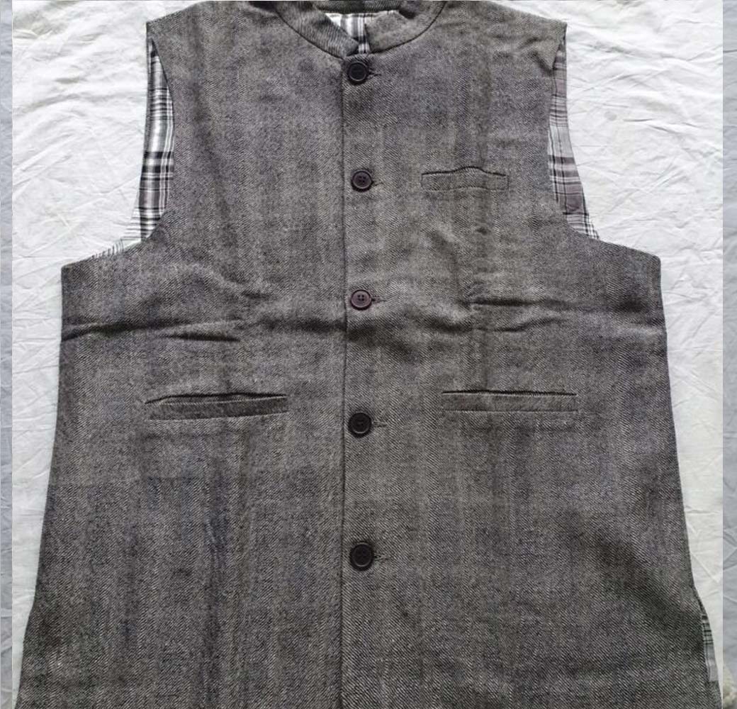 merino linen sleeve less jacket