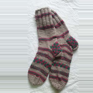 Brown-Red Angora & Merino Long Ankle Socks
