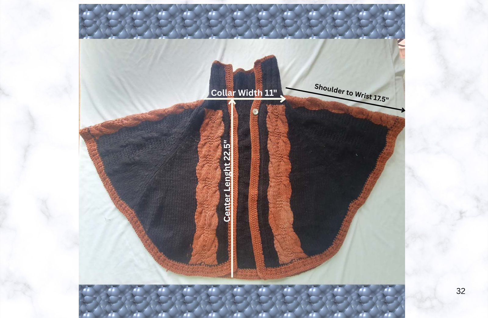 Black-Orange Merino Poncho - Image 4