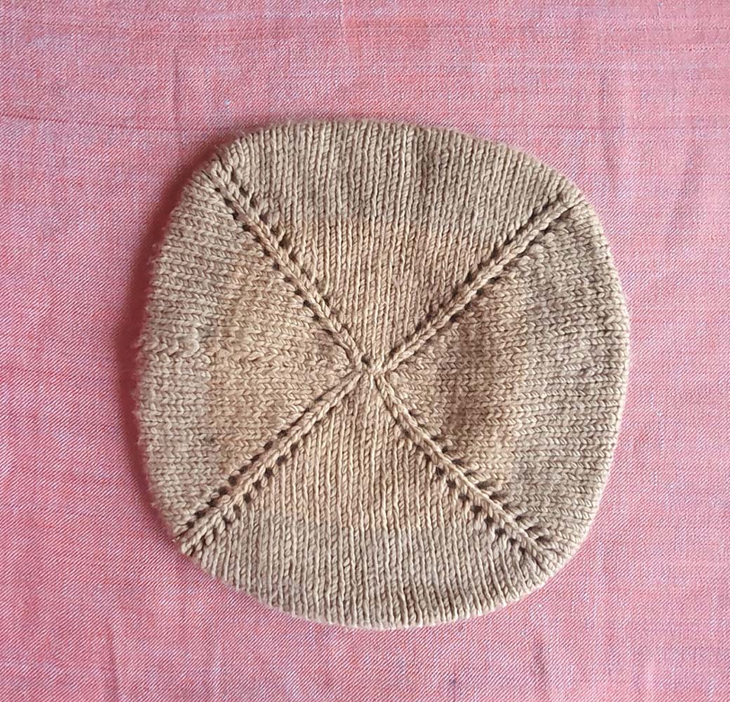Beige Merino Beret Cap