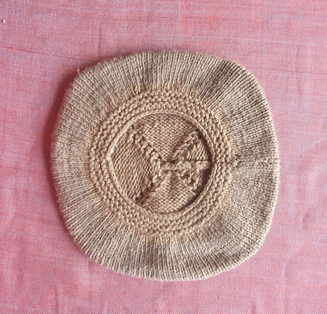 Beige Merino Beret Cap - Image 3