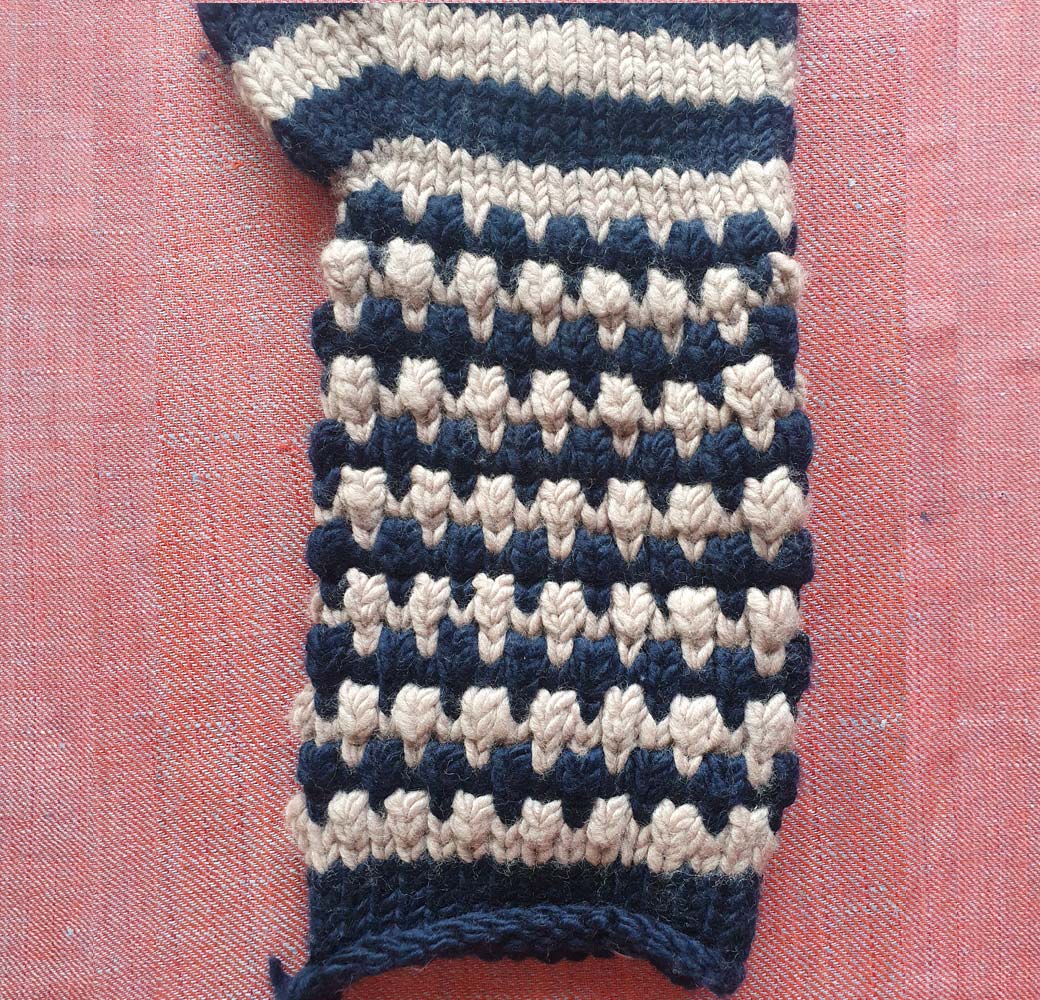 Blue-White Merino Long Gloves - Image 3