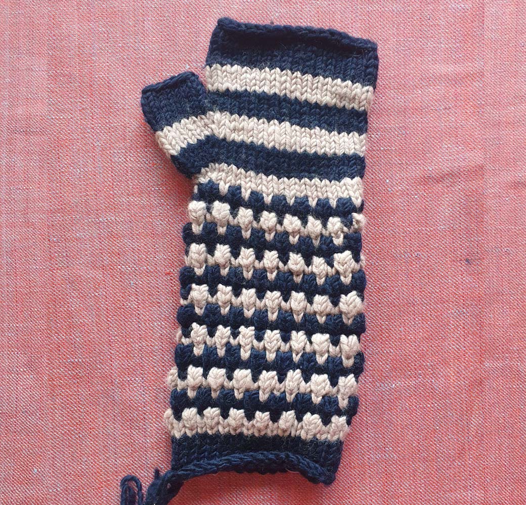 Blue-White Merino Long Gloves - Image 2