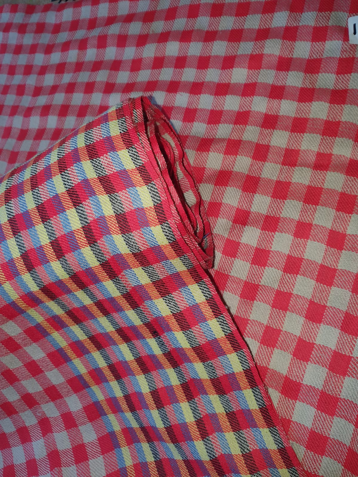 Vibrant Red Multi-Check Material Fabric