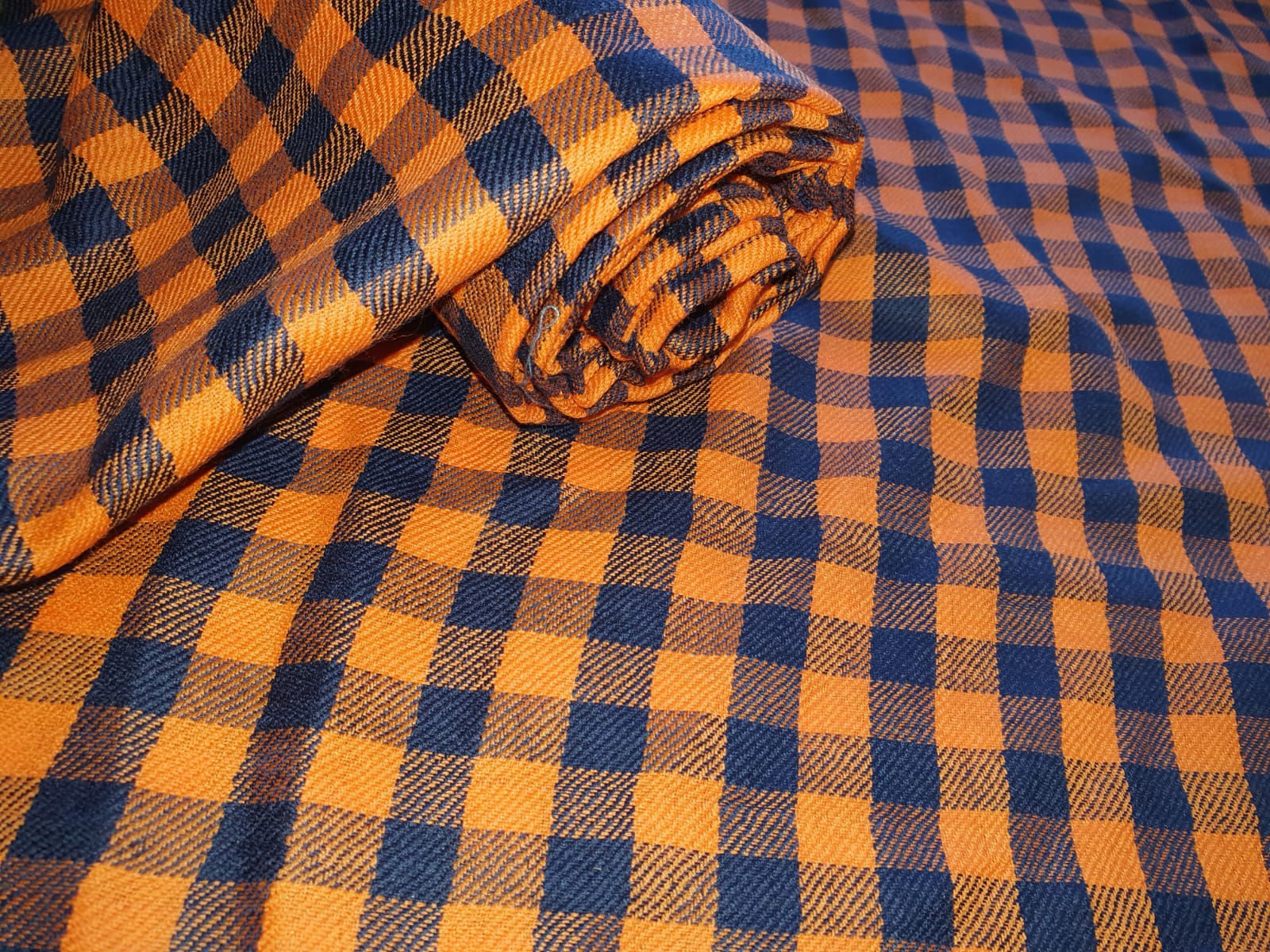Orange & Dark Navy Blue Fabric