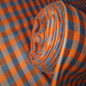 Slate & Tangerine Checkered Fabric