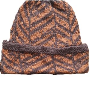 Brown & Light Brown Merino Fold Cap